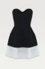 Black strapless a-line pleated mini dress sold by Heiress Beverly Hills