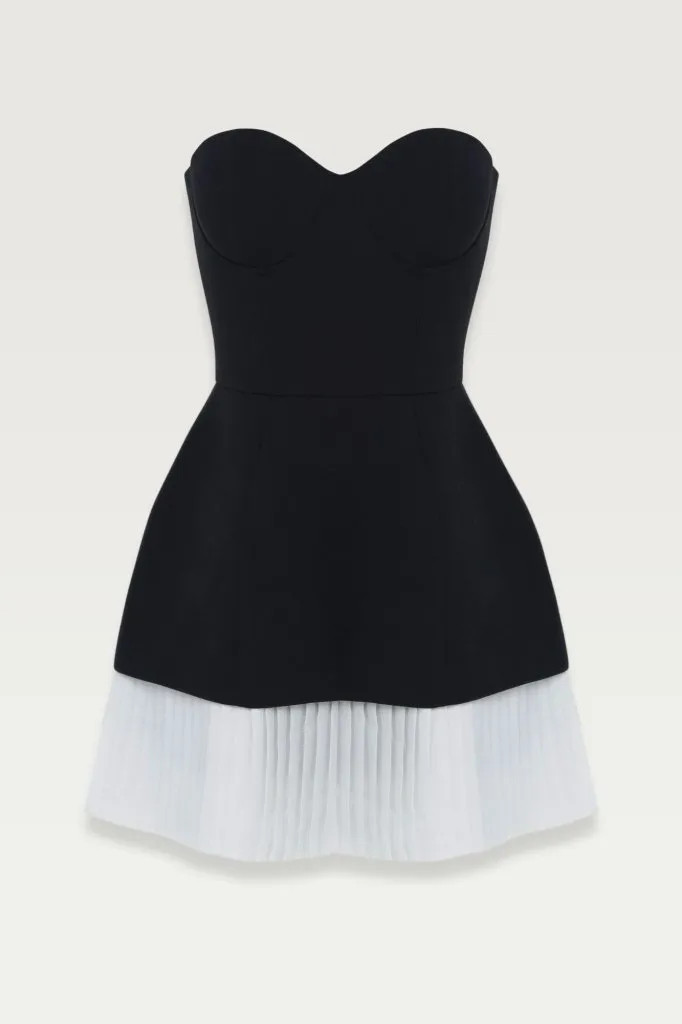 Black strapless a-line pleated mini dress sold by Heiress Beverly Hills product image thumbnail 4