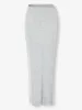 White crystal embellished mesh maxi skirt sold by Heiress Beverly Hills