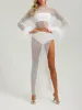 White crystal embellished mesh maxi skirt sold by Heiress Beverly Hills