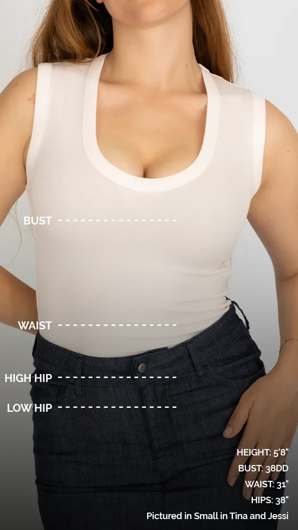 The Tina Rib Knit U-Scoop Tank Top in Bright White sold by La Peony Clothing product image thumbnail 4