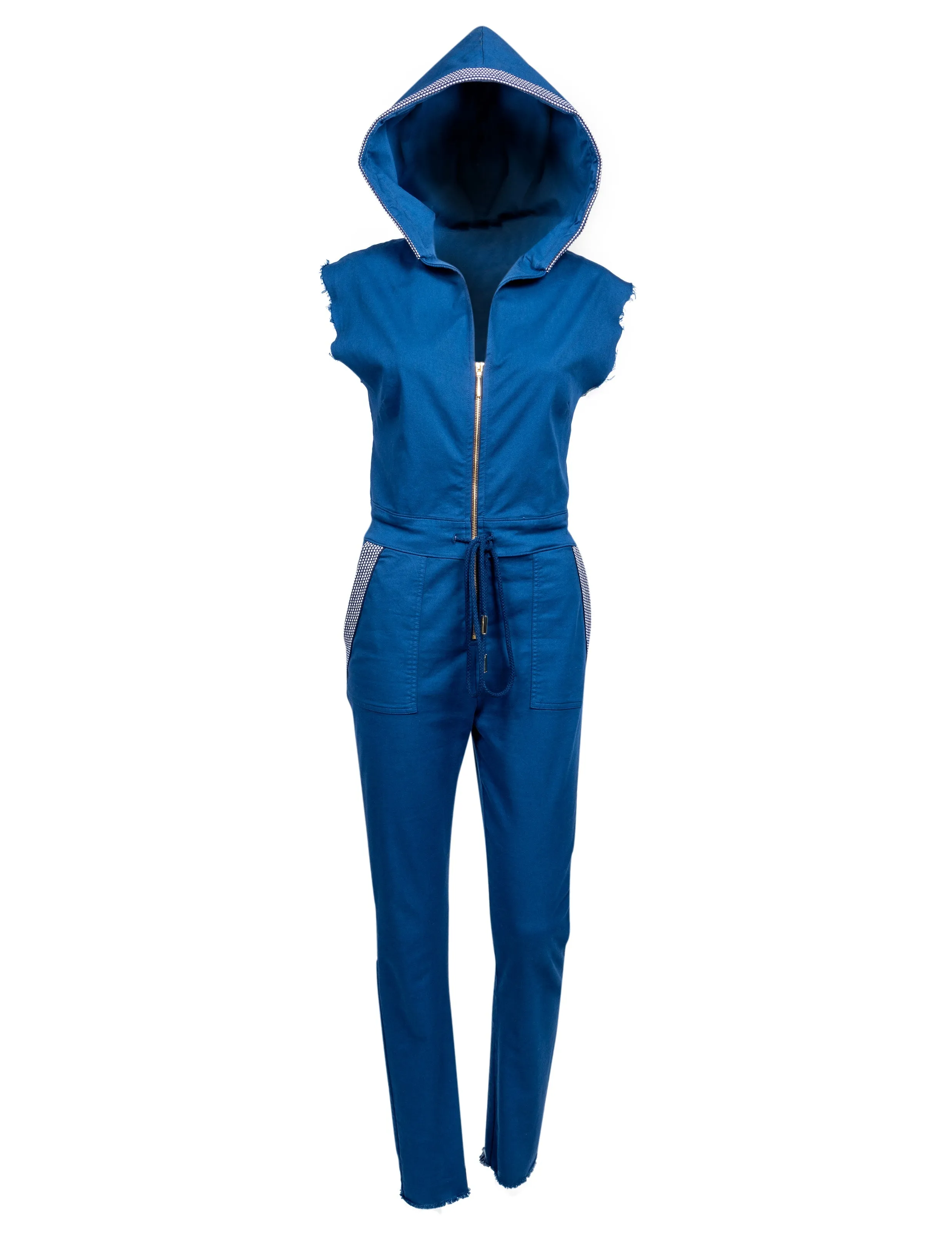 The Carly Hooded Denim Jumpsuit in Poseidon Blue sold by La Peony Clothing product image thumbnail 3