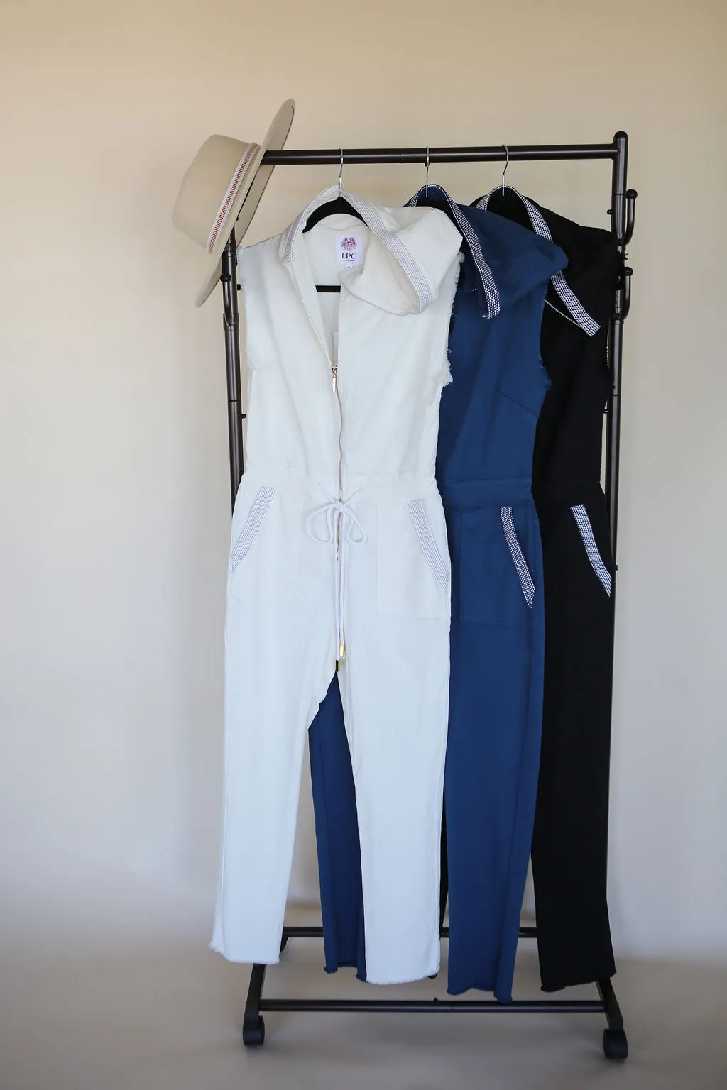 The Carly Hooded Denim Jumpsuit in Poseidon Blue sold by La Peony Clothing product image thumbnail 4