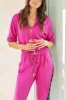 The Caroline Jumpsuit in Fuchsia sold by La Peony Clothing