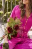 The Caroline Jumpsuit in Fuchsia sold by La Peony Clothing