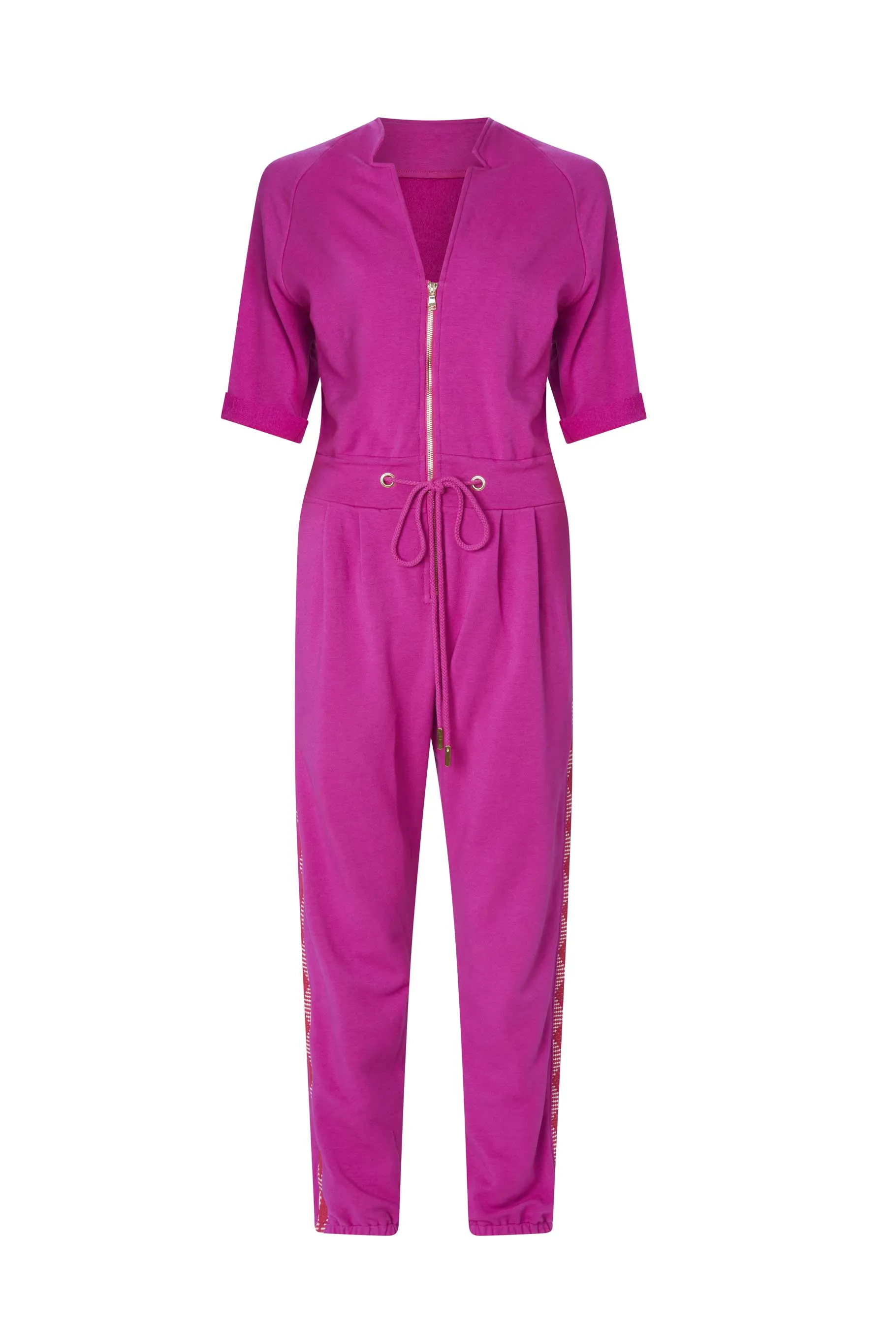 The Caroline Jumpsuit in Fuchsia sold by La Peony Clothing
