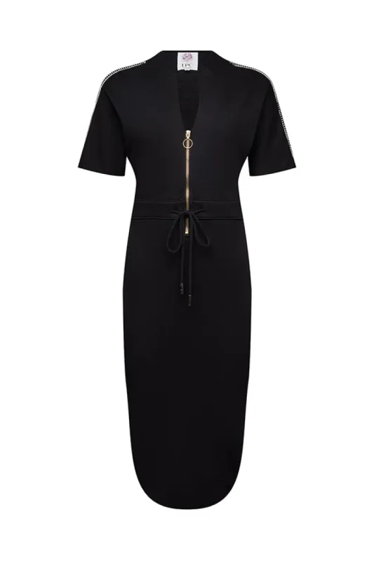 The Chelsea Stretch Terry Dress in Black sold by La Peony Clothing