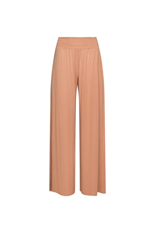 The Bamboo Maxi Palazzo Pant in Camel sold by La Peony Clothing