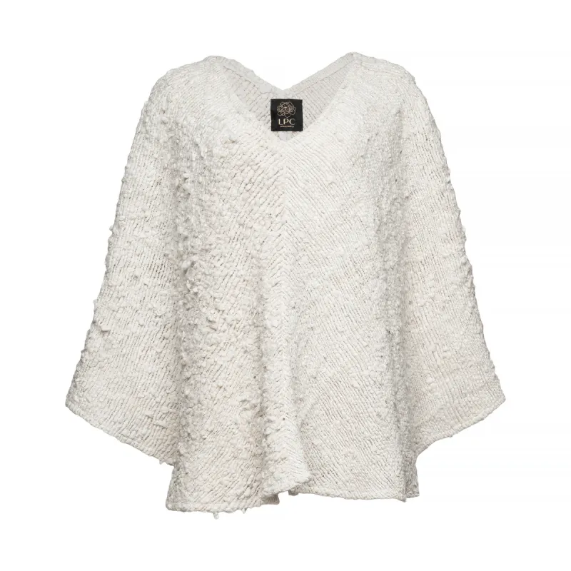 The Artisanal Heavyweave Silk Poncho in Natural sold by La Peony Clothing