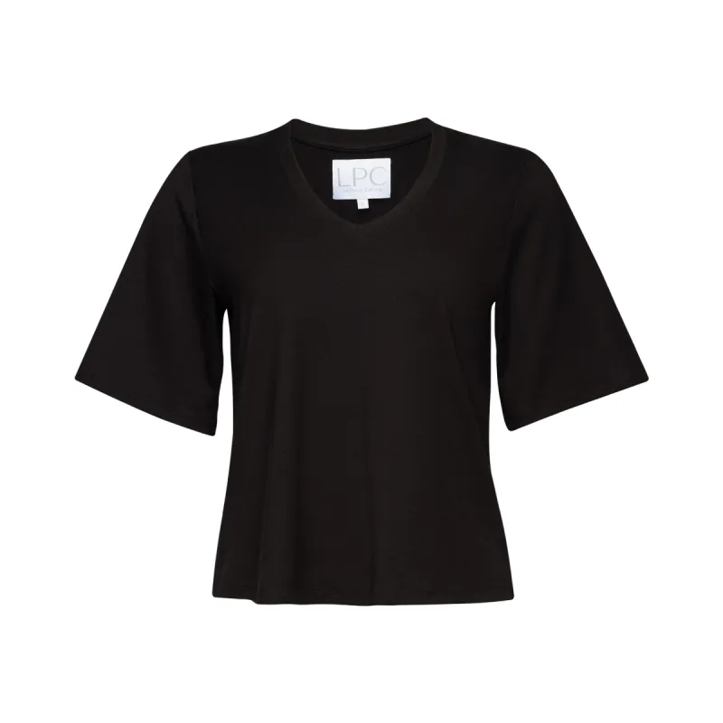 The Elli V Tee in Black sold by La Peony Clothing