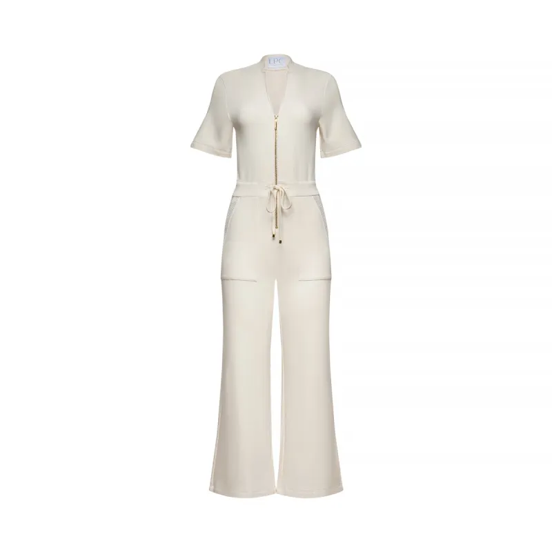 The Carolina Jumpsuit in Cream sold by La Peony Clothing