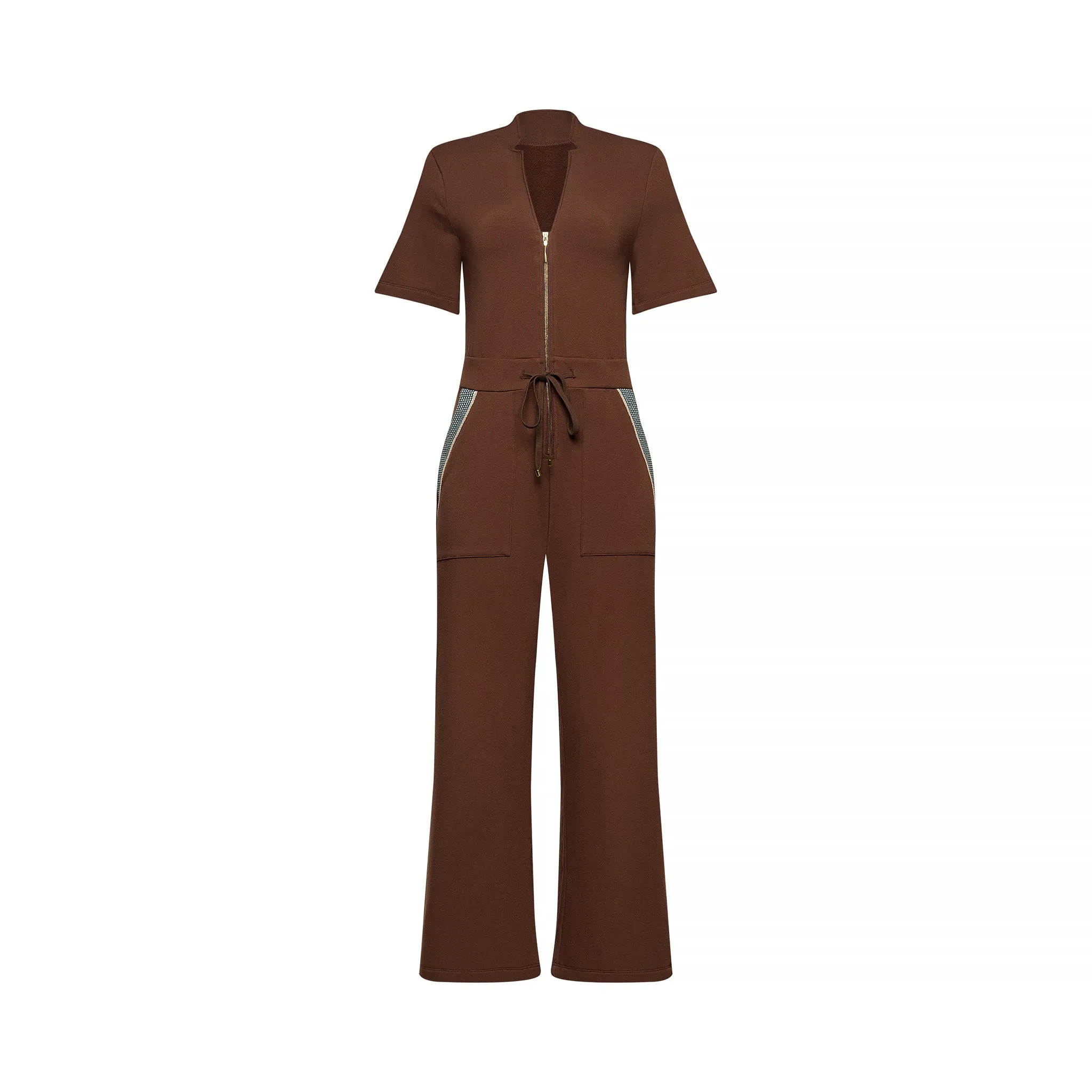 The Carolina Jumpsuit in Brown sold by La Peony Clothing