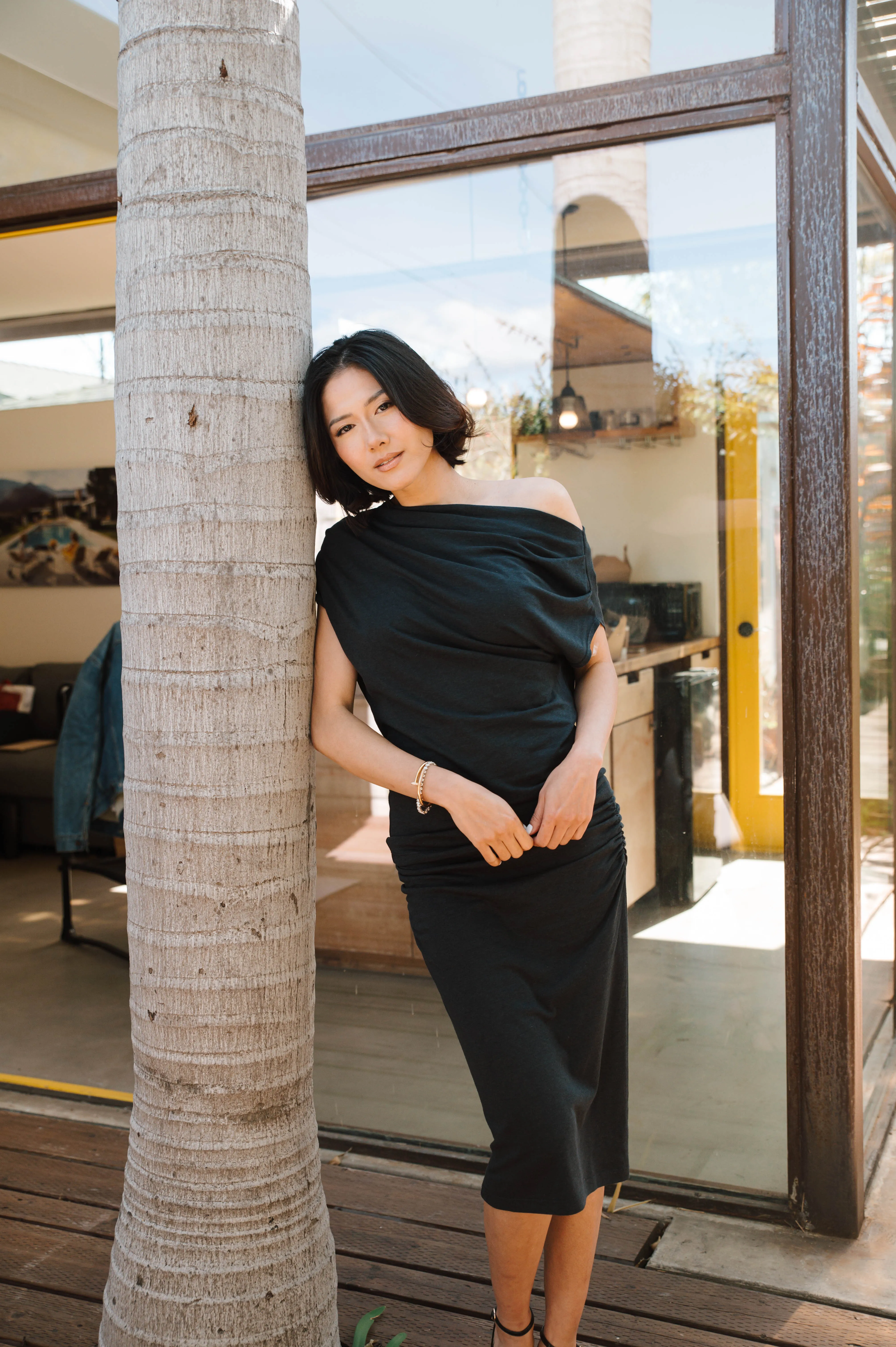 The Tracey Off-The-Shoulder Top in Charcoal sold by La Peony Clothing product image thumbnail 2