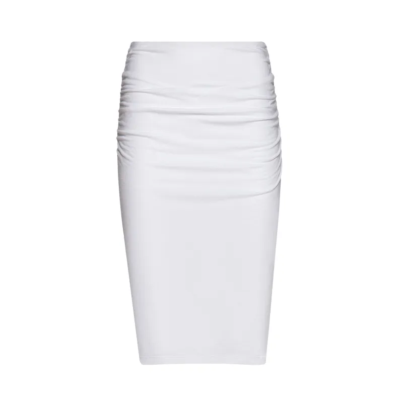 The Debra Double-Lined Jersey Skirt in White sold by La Peony Clothing