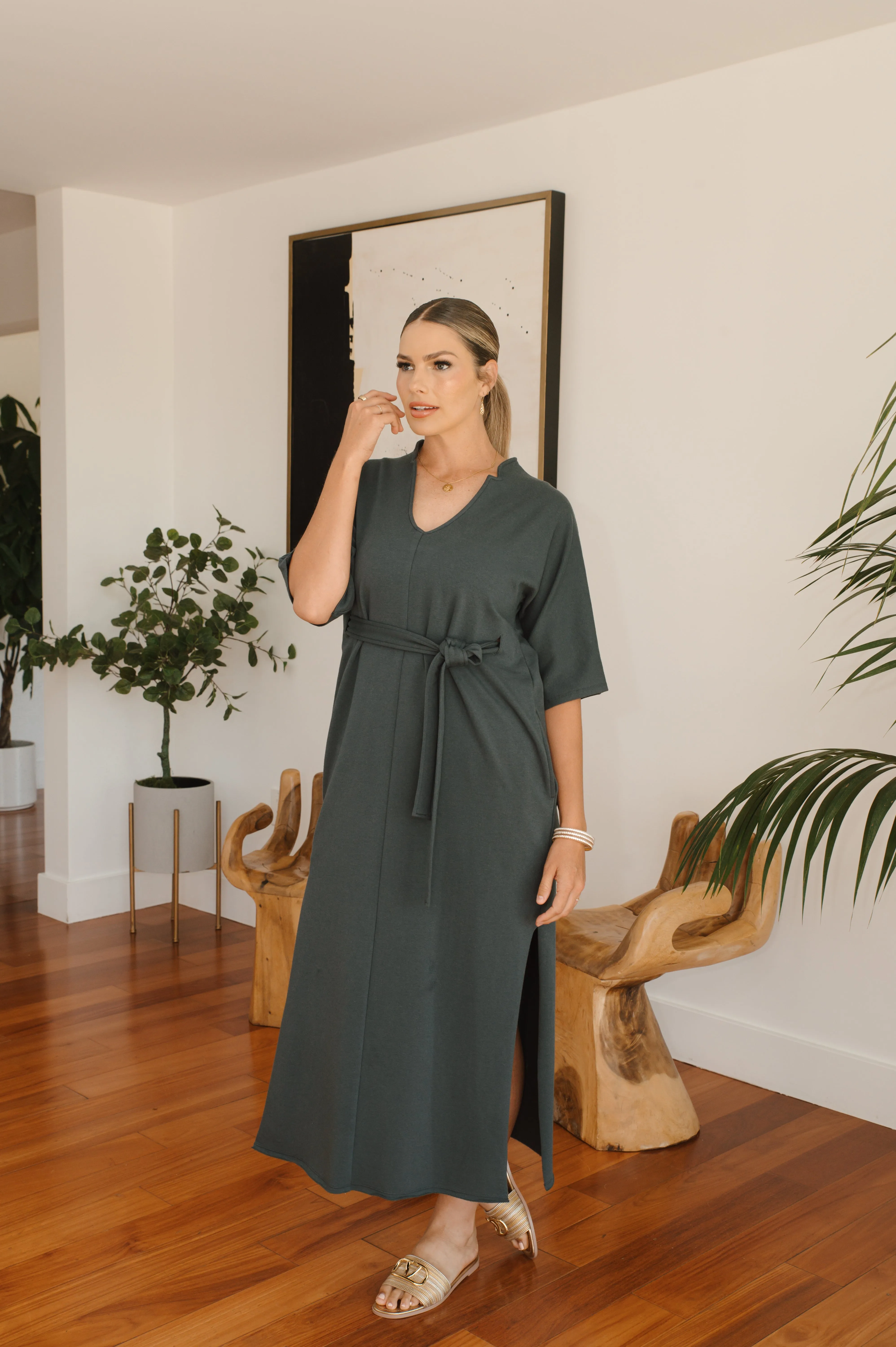 Catie Caftan in Coastal Gray sold by La Peony Clothing product image thumbnail 3