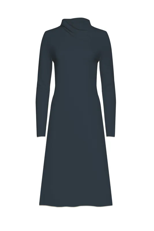 Margaret Mock Neck Dress in Coastal Gray sold by La Peony Clothing