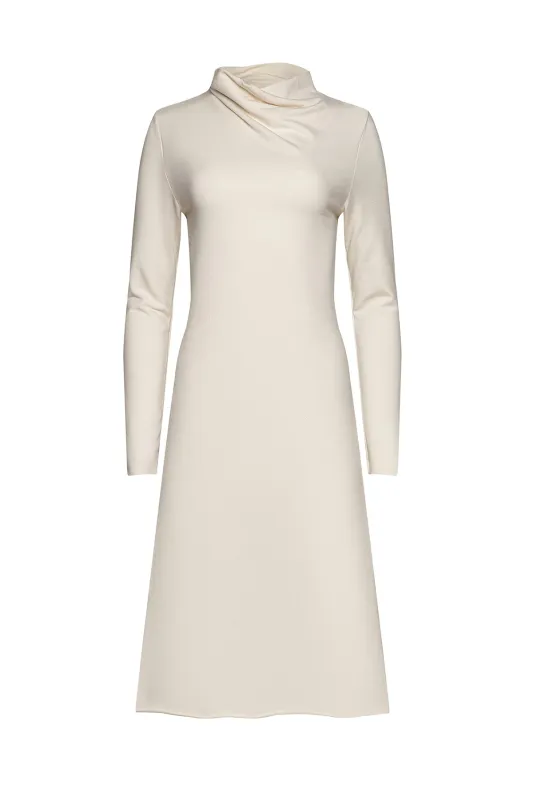Margaret Mock Neck Dress in Cream sold by La Peony Clothing