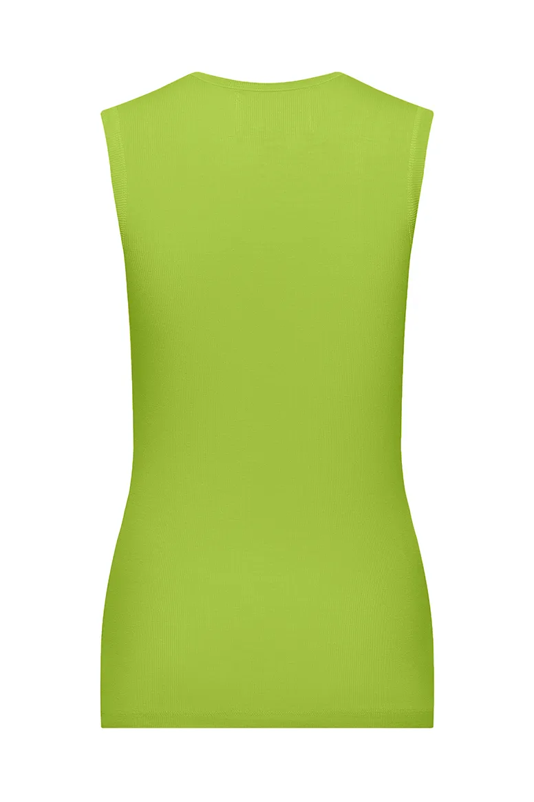 The Tina Rib Knit U-Scoop Tank Top in Lime Green sold by La Peony Clothing product image thumbnail 2