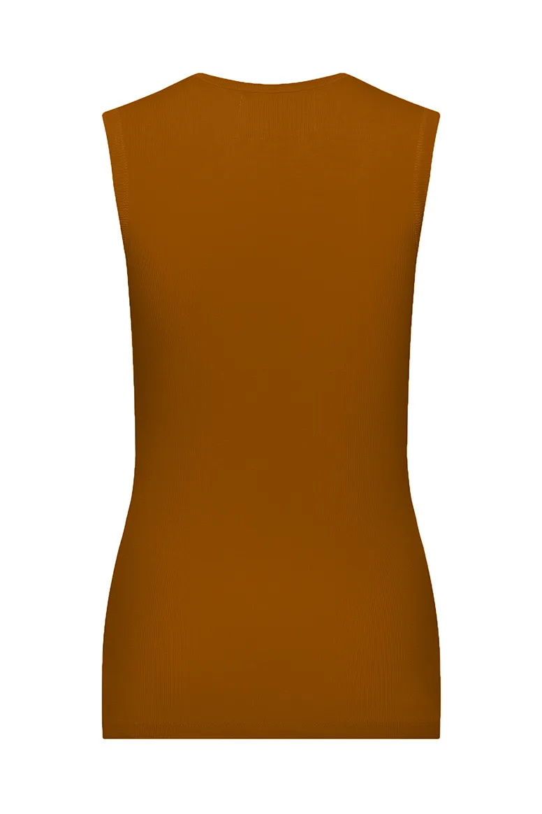 The Tina Rib Knit U-Scoop Tank Top in Honey Ginger sold by La Peony Clothing product image thumbnail 2