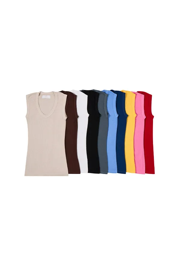 The Tina Rib Knit U-Scoop Tank Top in Honey Ginger sold by La Peony Clothing product image thumbnail 4