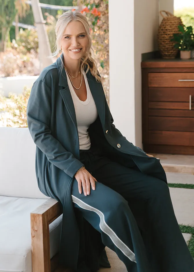 The Genevieve Long Fleece Coat in Coastal Gray sold by La Peony Clothing product image thumbnail 4