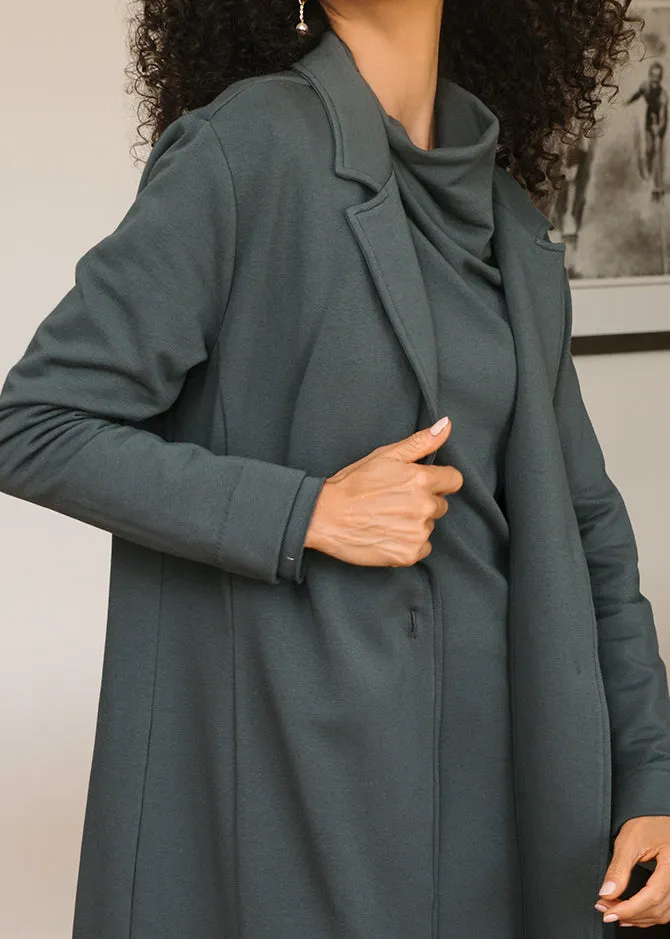 The Genevieve Long Fleece Coat in Coastal Gray sold by La Peony Clothing product image thumbnail 3