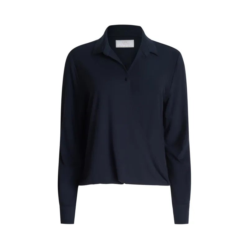 Christine Crossover Top in Navy made by La Peony Clothing