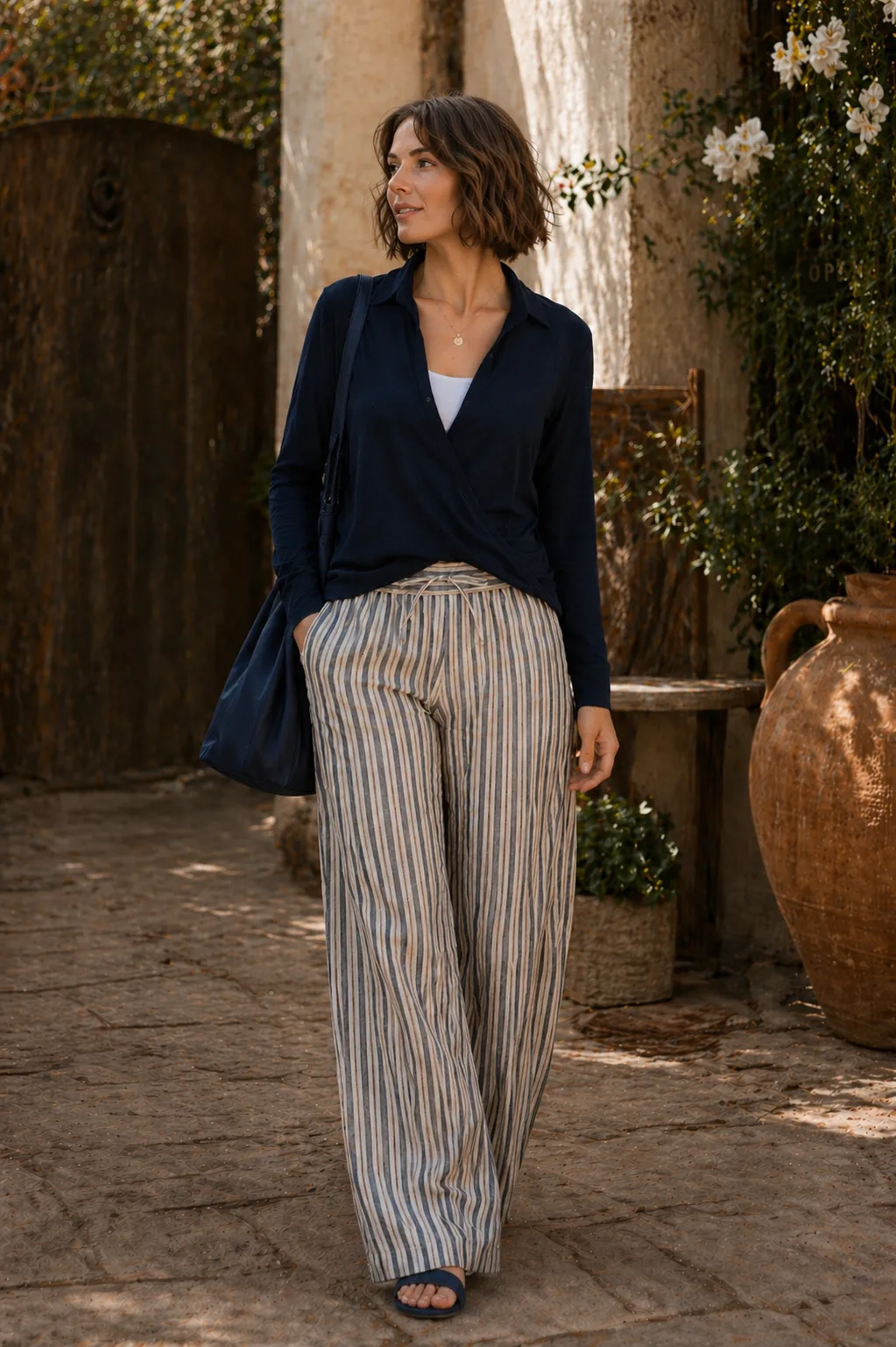 Christine Crossover Top in Navy sold by La Peony Clothing product image thumbnail 2
