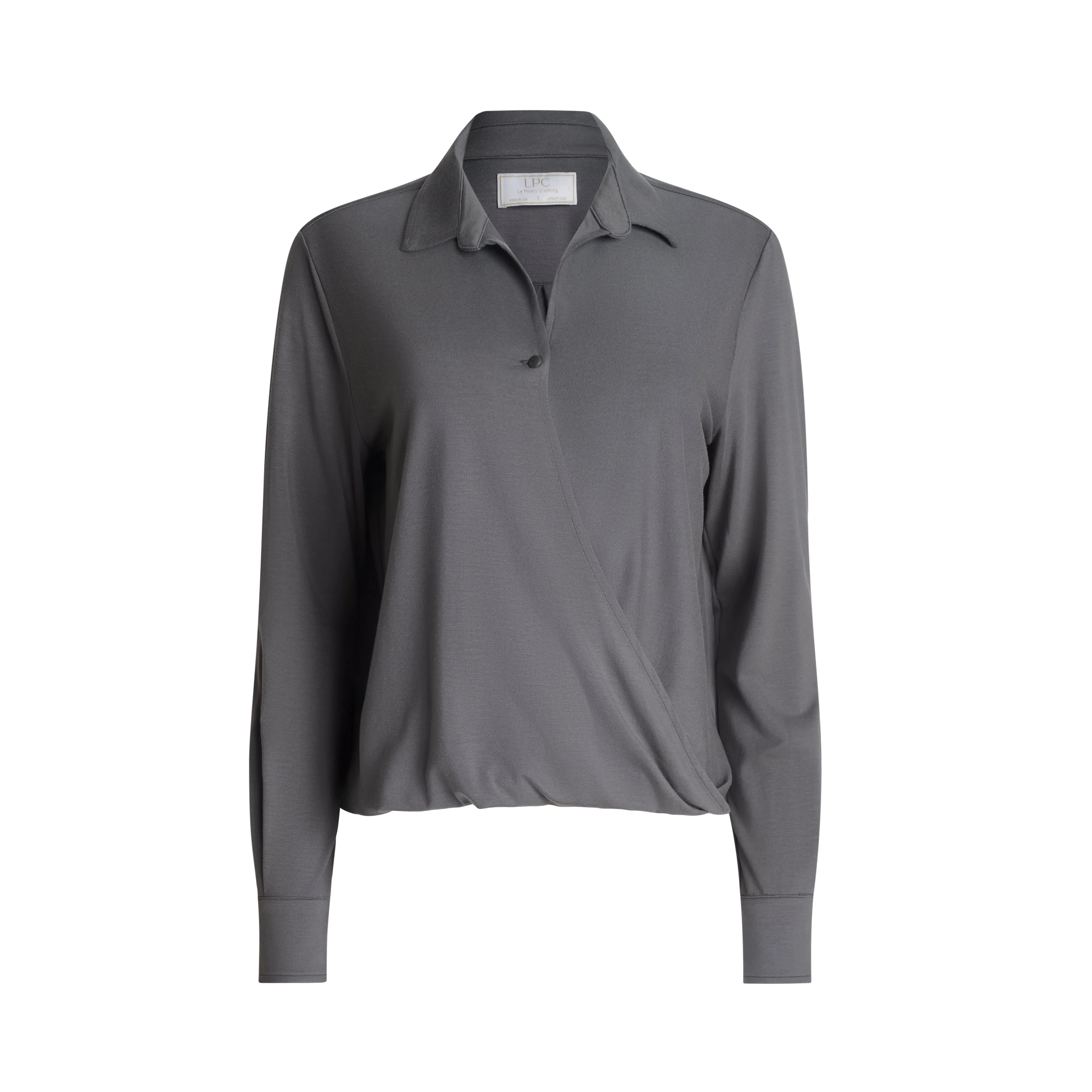 Christine Crossover Top in Gray sold by La Peony Clothing