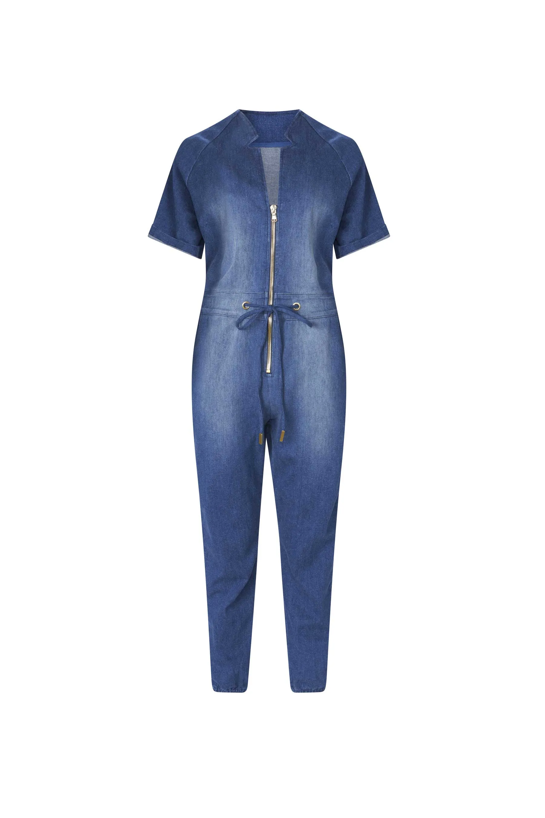 The Caroline Denim Jumpsuit sold by La Peony Clothing