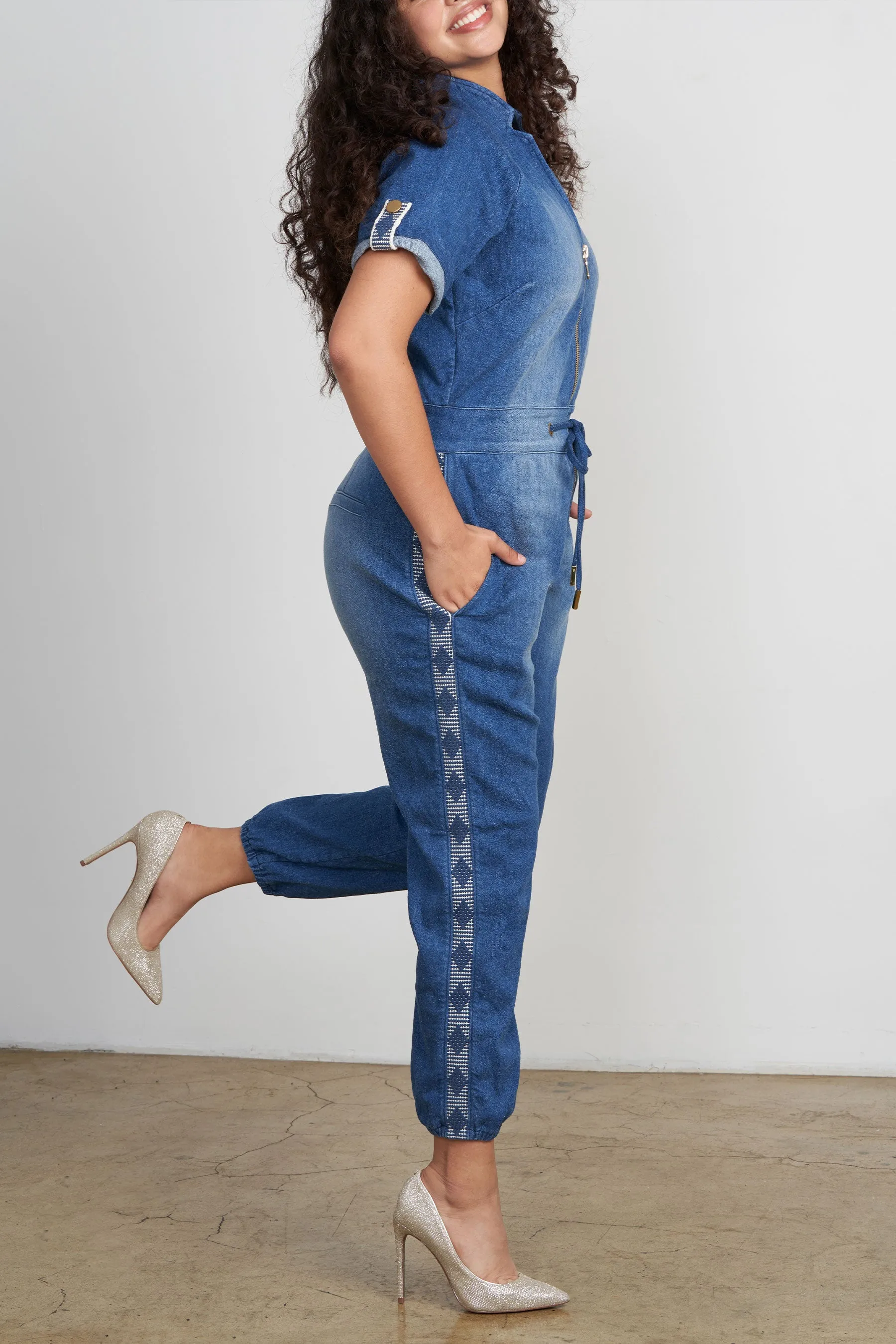 The Caroline Denim Jumpsuit sold by La Peony Clothing product image thumbnail 5