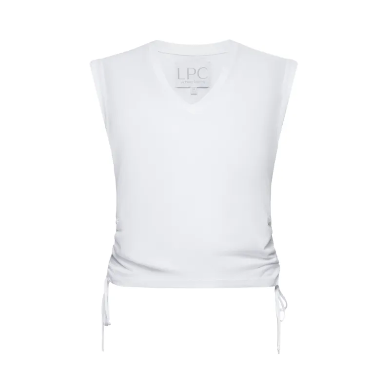 The Lindsey V Tee in White sold by La Peony Clothing