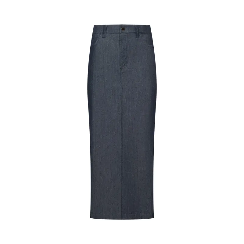 The Brandee Italian Lightweight Denim Skirt sold by La Peony Clothing