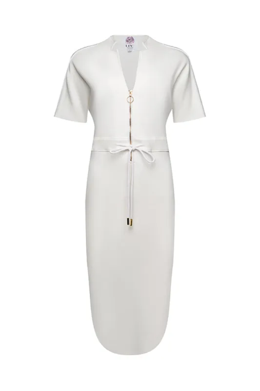 The Chelsea Stretch Terry Dress in White sold by La Peony Clothing