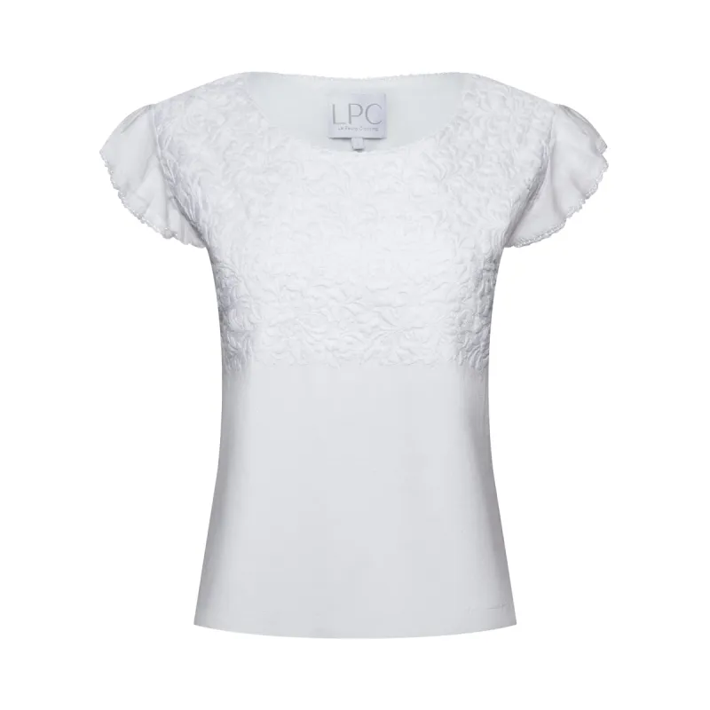 The Carla Butterfly Sleeve Top in White on White sold by La Peony Clothing