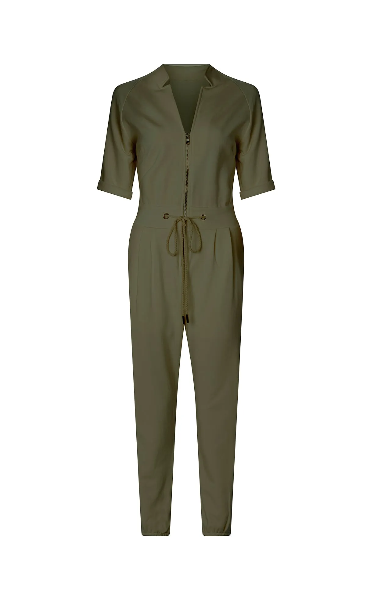 The Caroline Jumpsuit In Olivine sold by La Peony Clothing