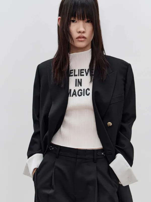 Wool Blend Double Breasted Blazer sold by Mo&Co