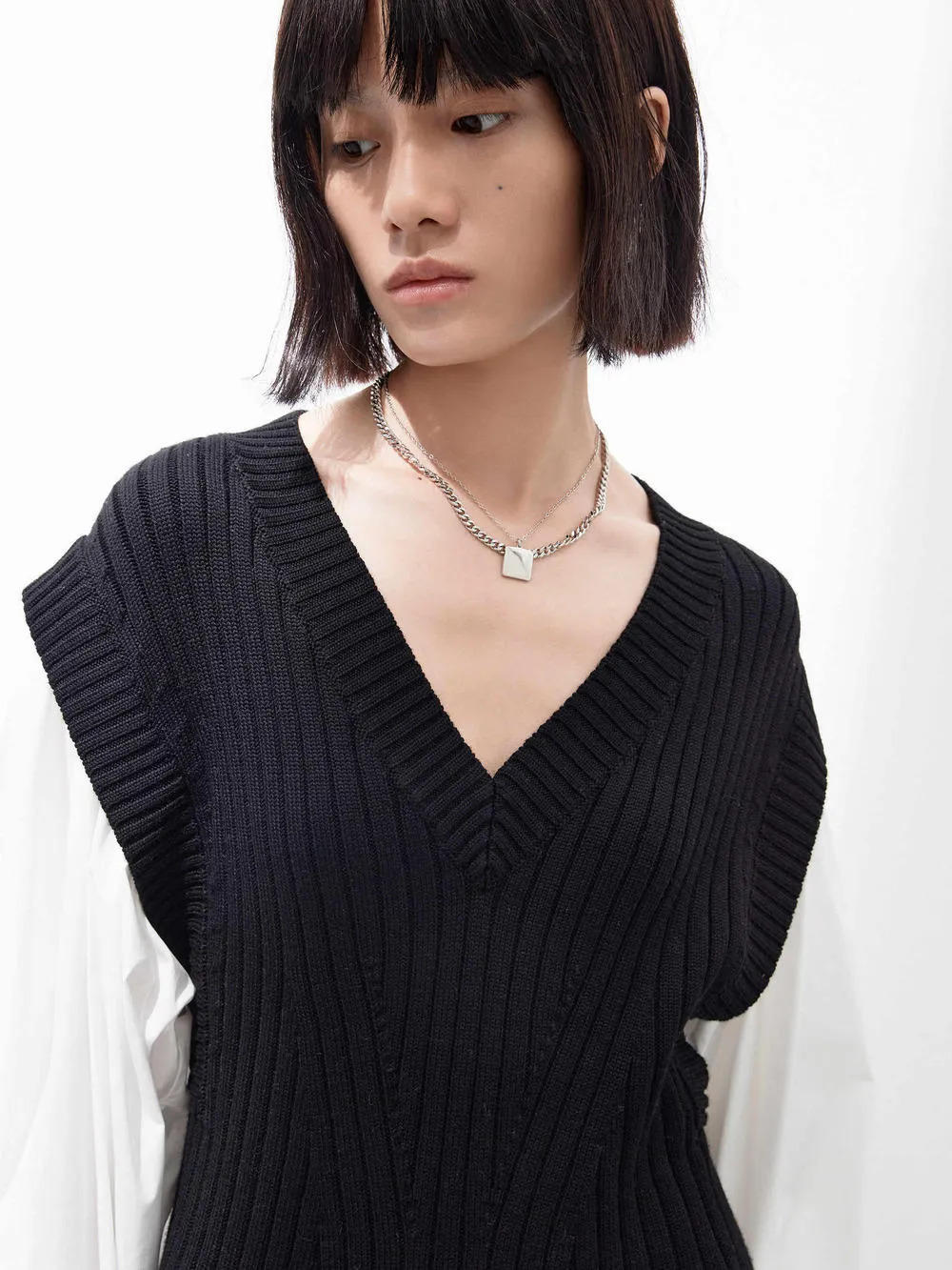 Paneled Wool Blend Dress sold by Mo&Co product image thumbnail 4