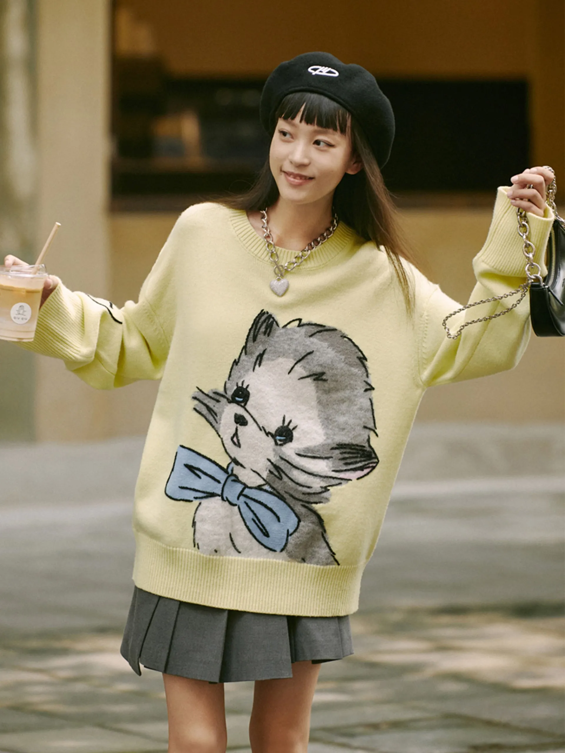 Merino Wool Cartoon Print Sweater sold by Mo&Co