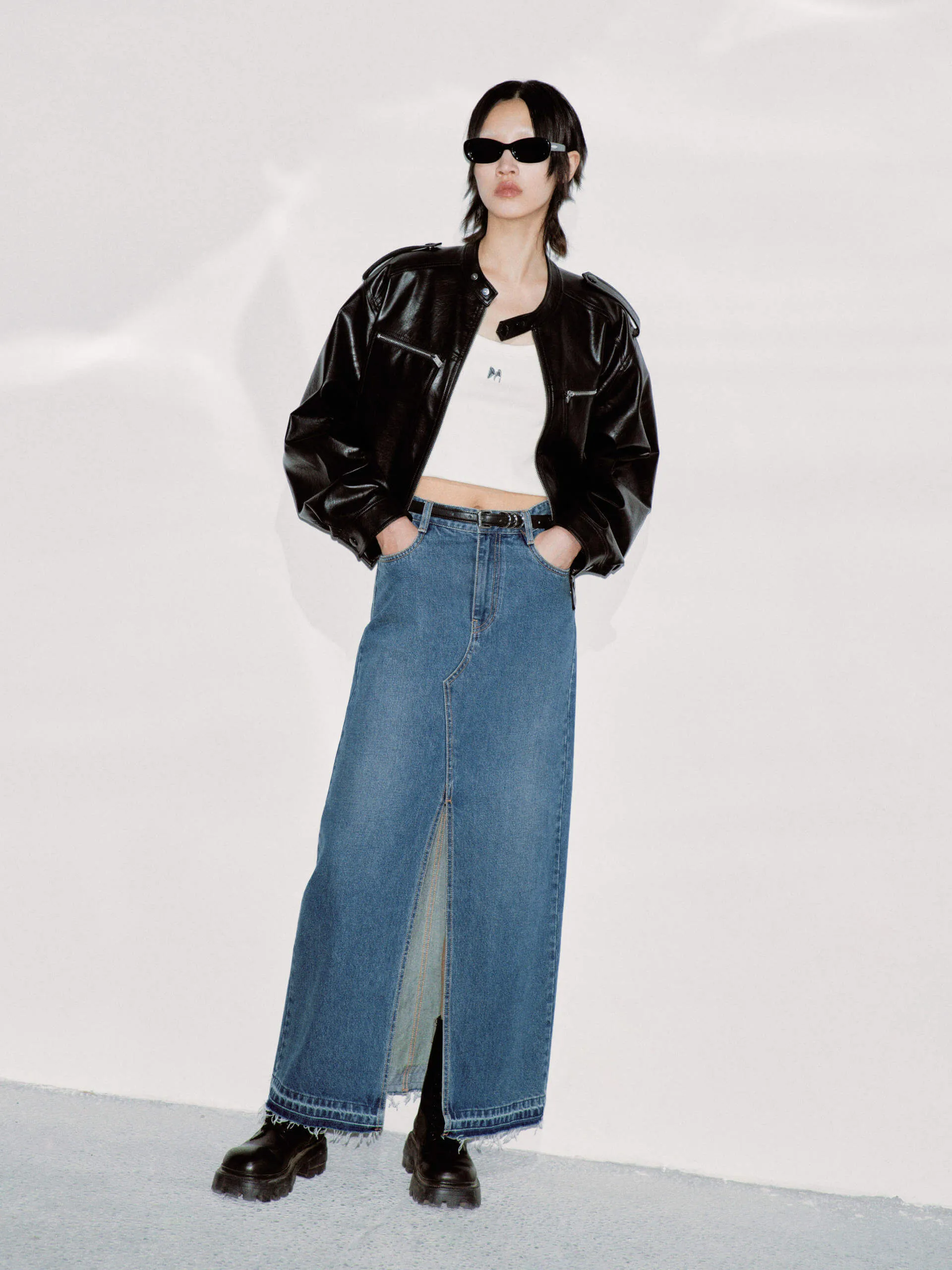 Front Slit Maxi Skirt in Cotton sold by Mo&Co product image thumbnail 2