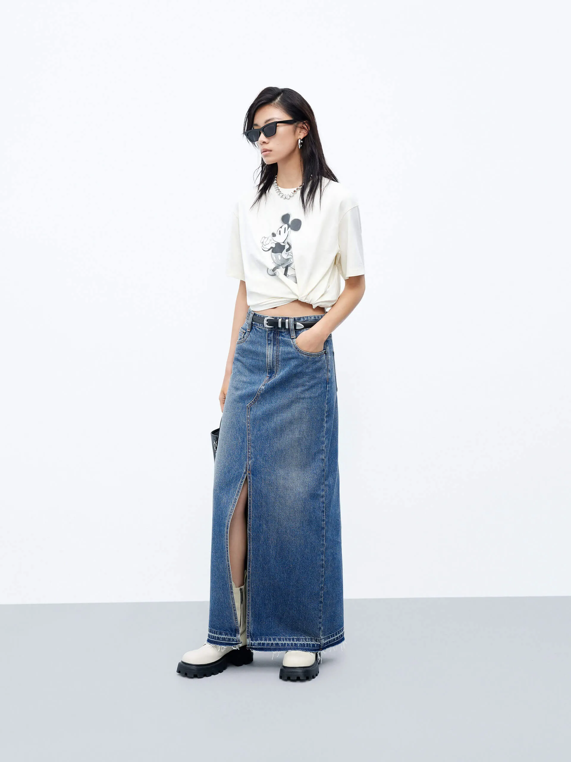 Front Slit Maxi Skirt in Cotton sold by Mo&Co product image thumbnail 4