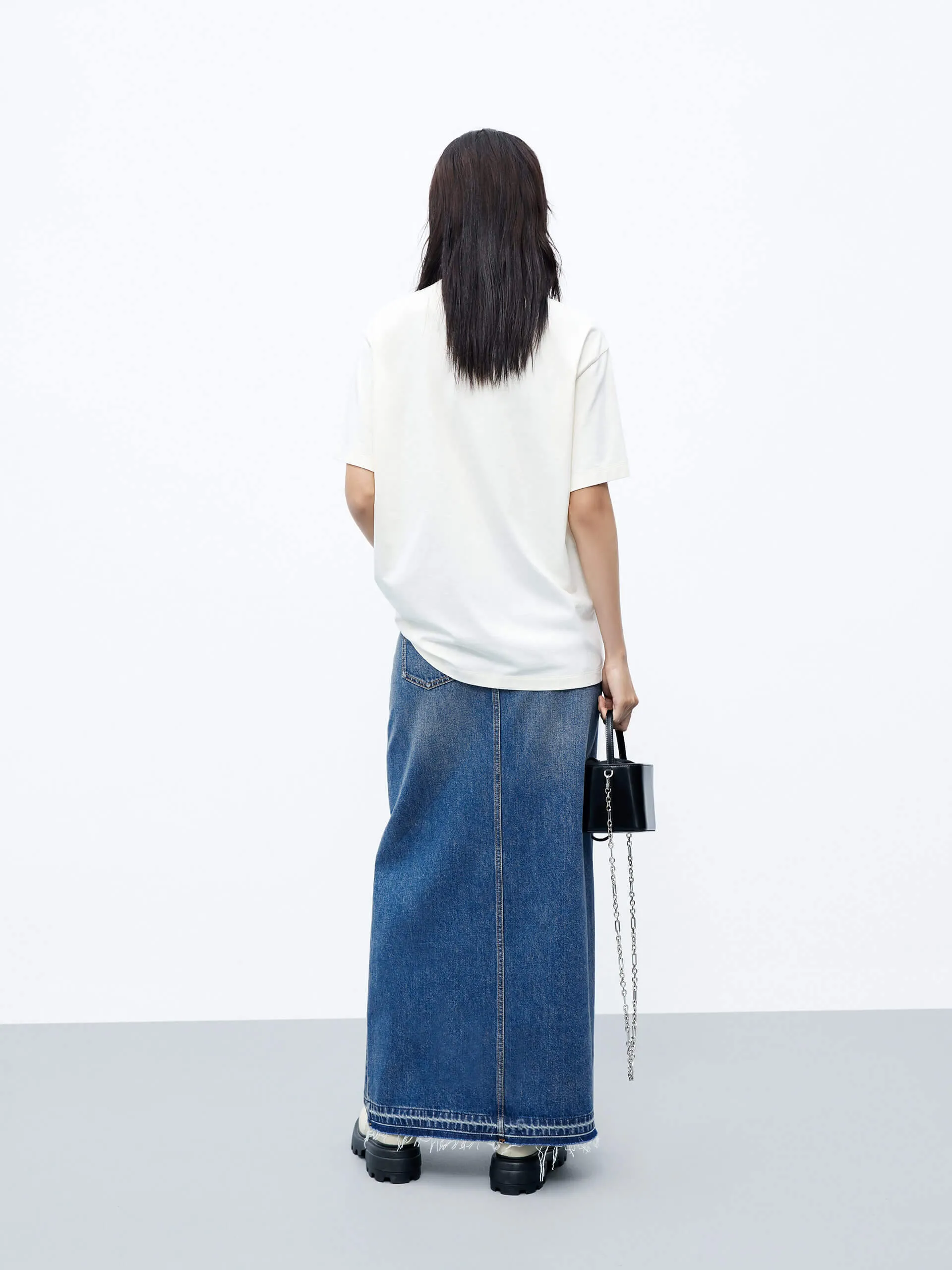 Front Slit Maxi Skirt in Cotton sold by Mo&Co product image thumbnail 3