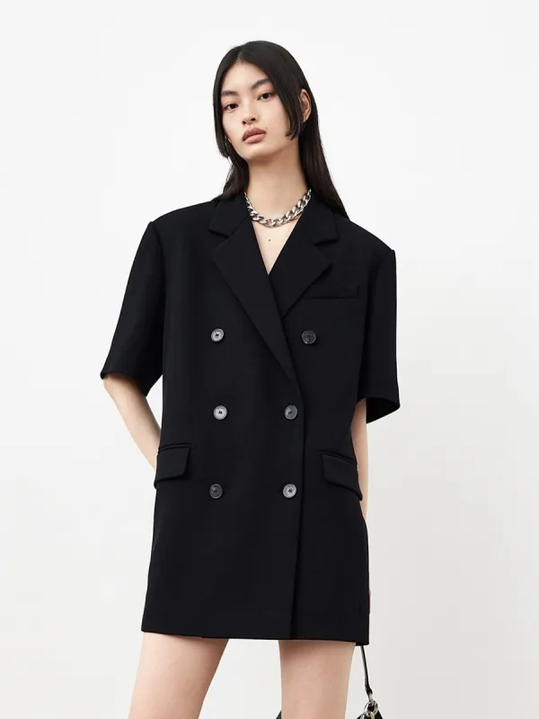 Crop Pleated Waist Shirt Dress sold by Mo&Co
