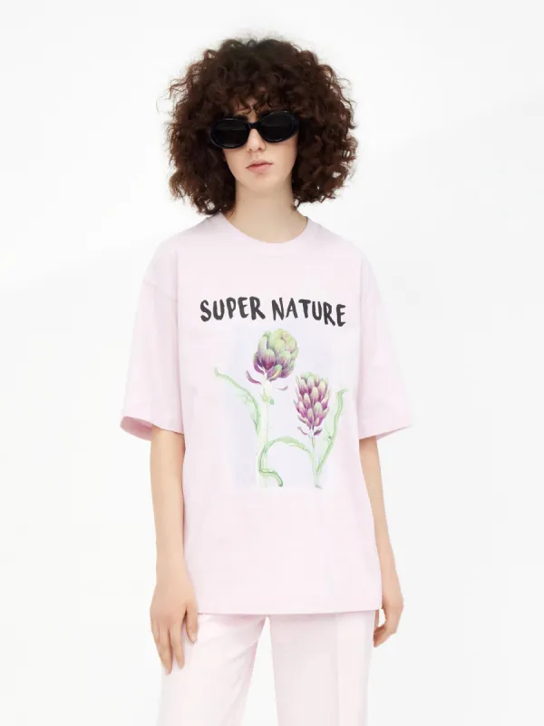 Flower Graphics Cotton T-shirt sold by Mo&Co