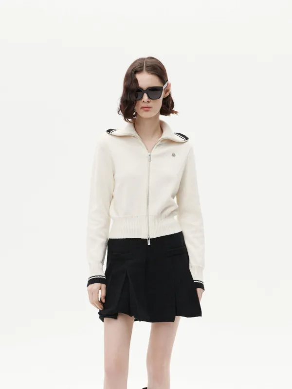 Zipper Detail Knit Cardigan sold by Mo&Co