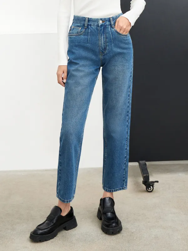 Cotton Straight Ankle Jeans sold by Mo&Co
