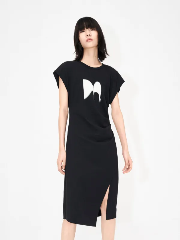 Logo Printed Pleated Dress sold by Mo&Co