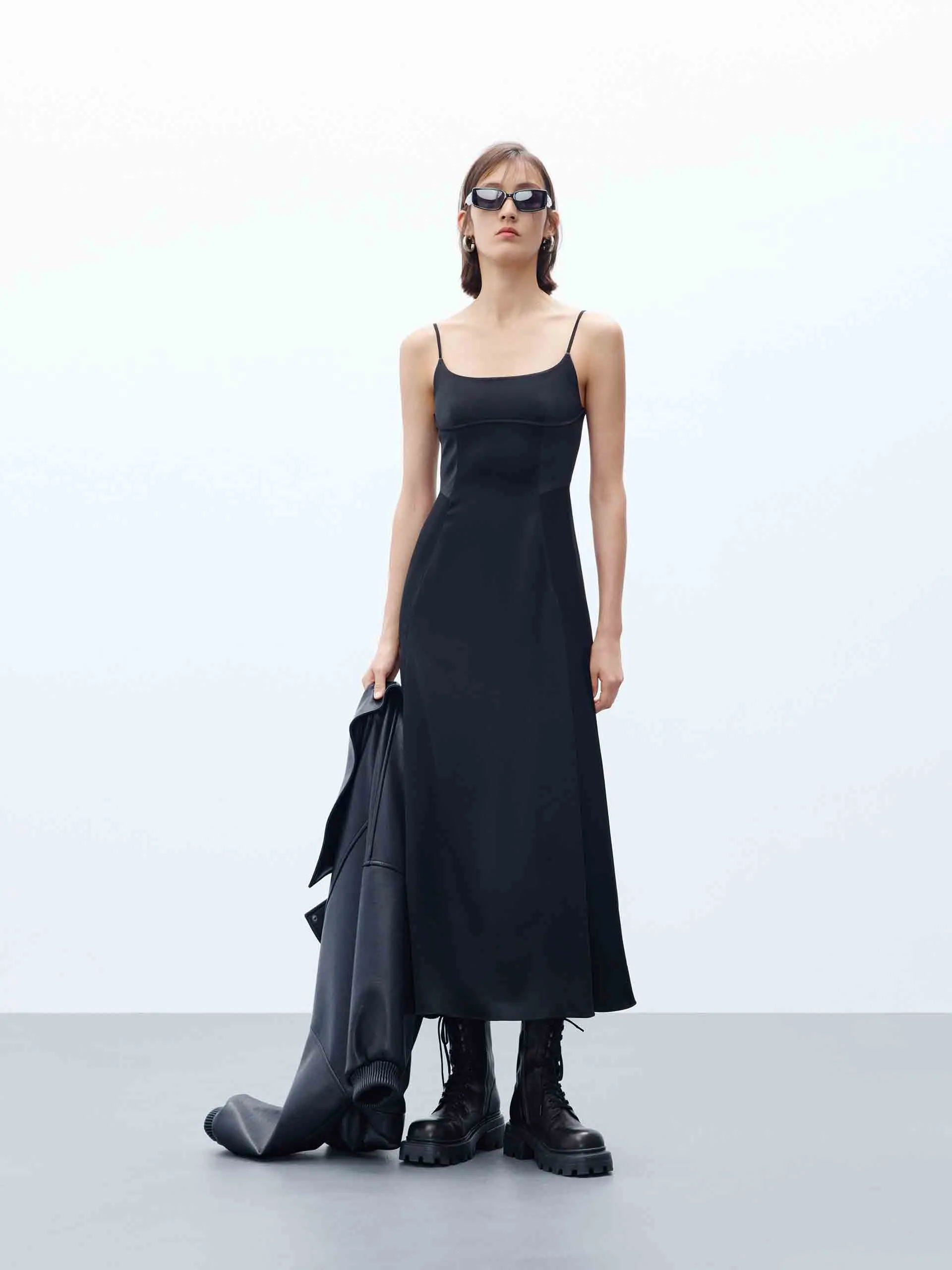 Black Midi Cami Dress sold by Mo&Co