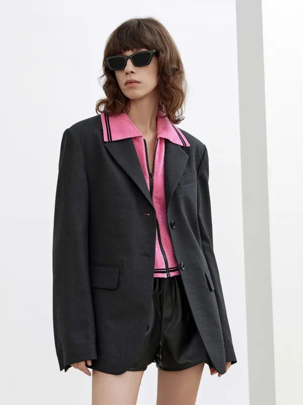 Lapel Collar Double Breasted Blazer sold by Mo&Co