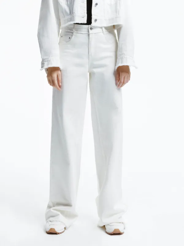 White Straight Leg Jeans sold by Mo&Co